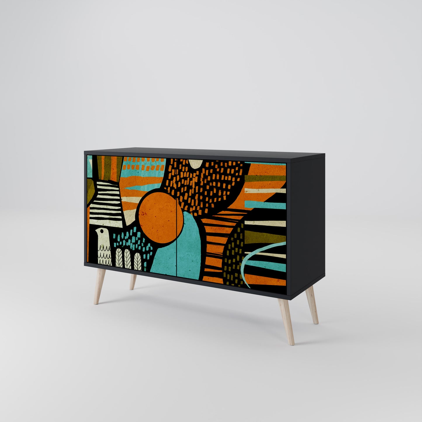 Credenza a 2 ante GEODE GLIMMER con finitura nera