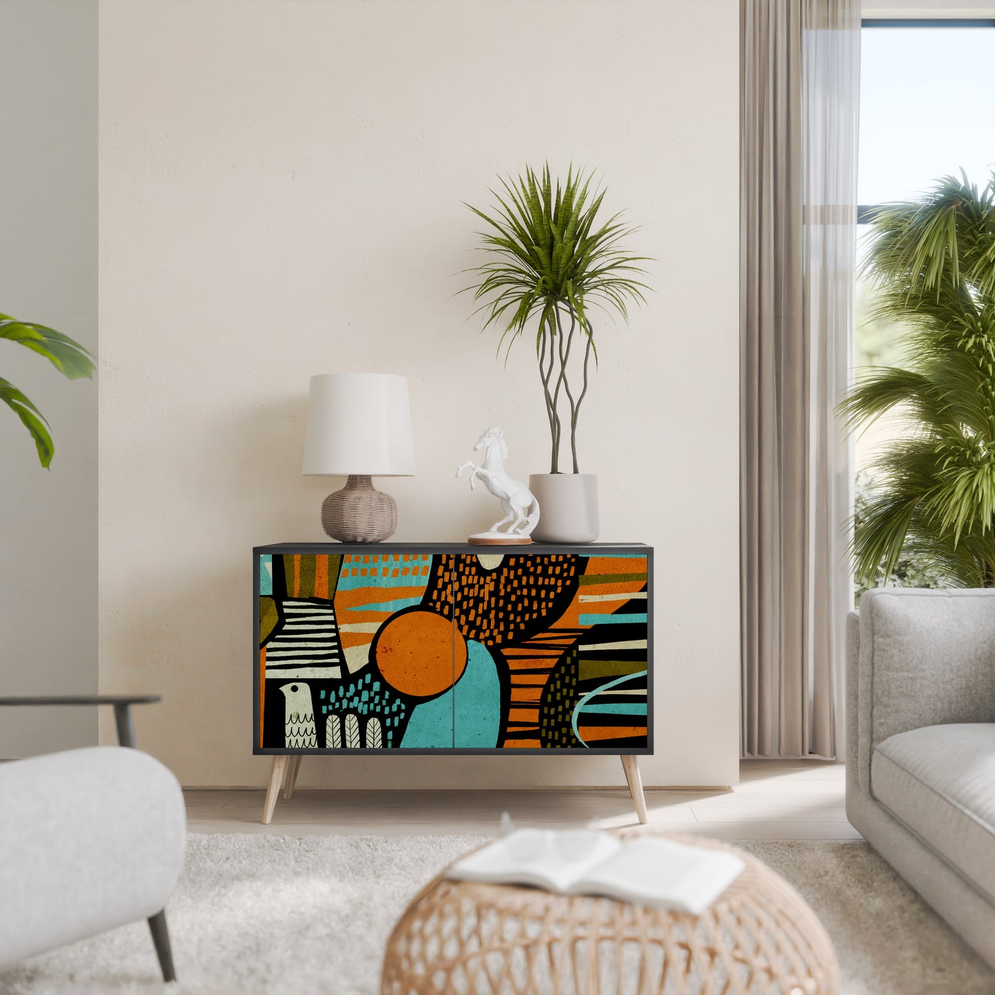 Credenza a 2 ante GEODE GLIMMER con finitura nera