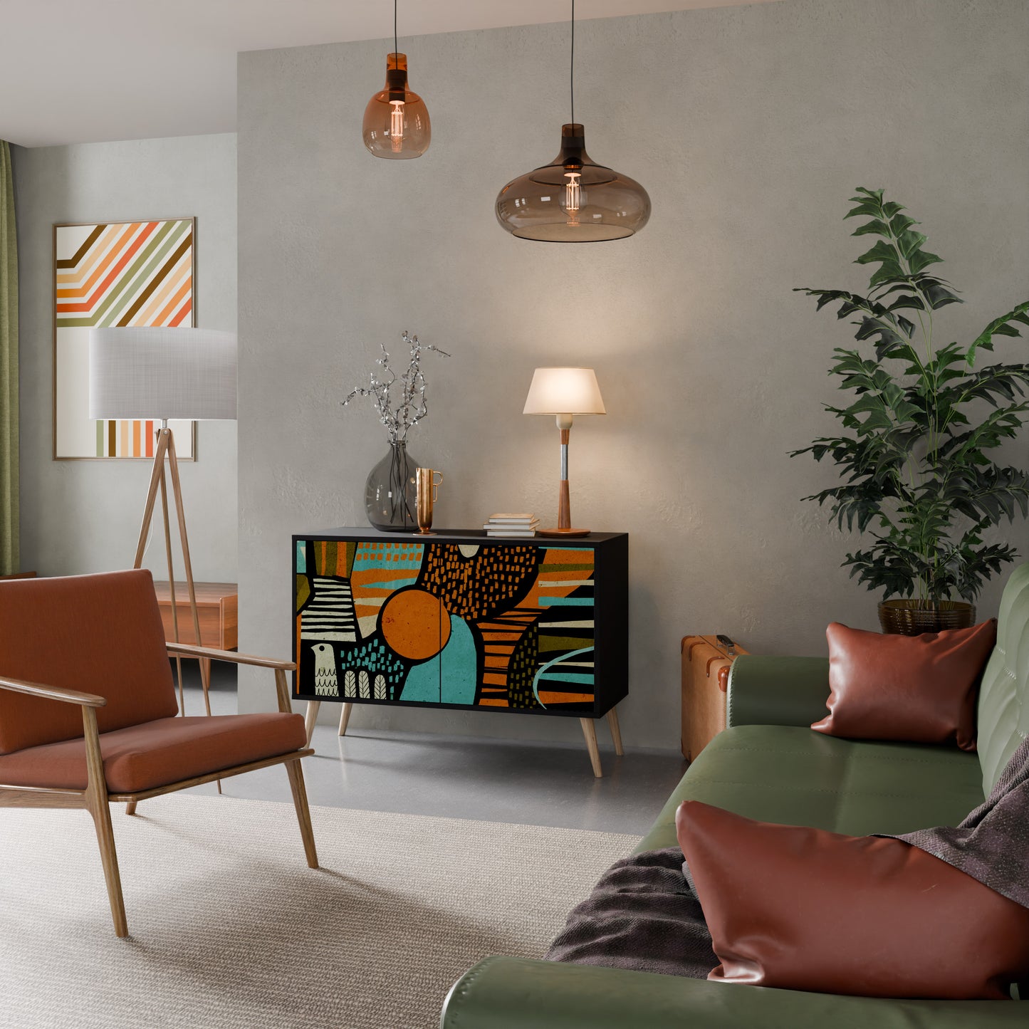 Credenza a 2 ante GEODE GLIMMER con finitura nera