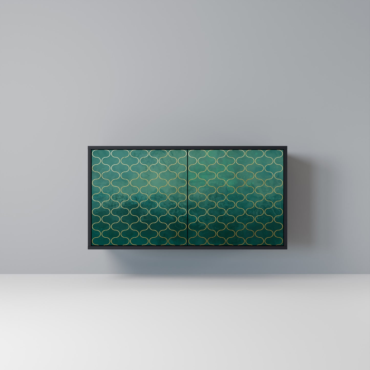 TESSELATED GREENERY Madia a 2 Ante in Finitura Nera