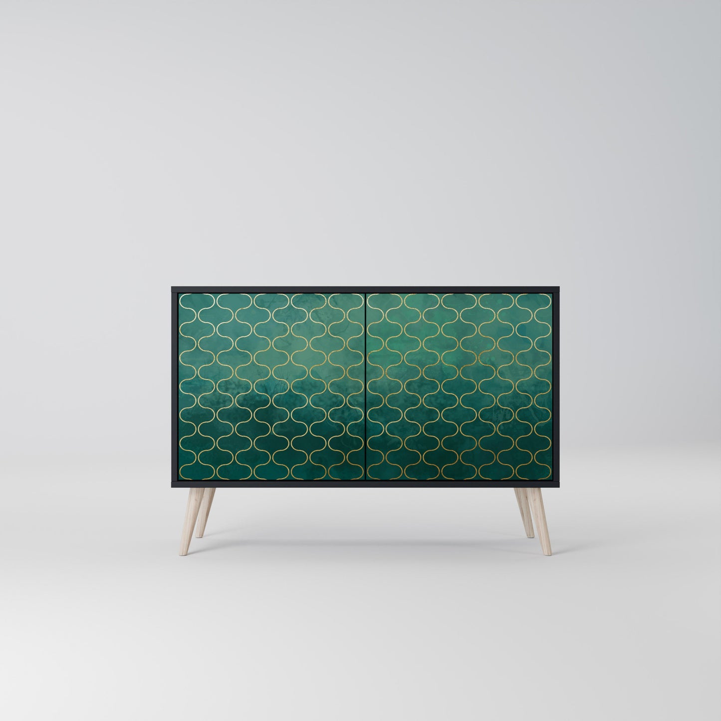 TESSELATED GREENERY 2-Door Sideboard in Black Finish