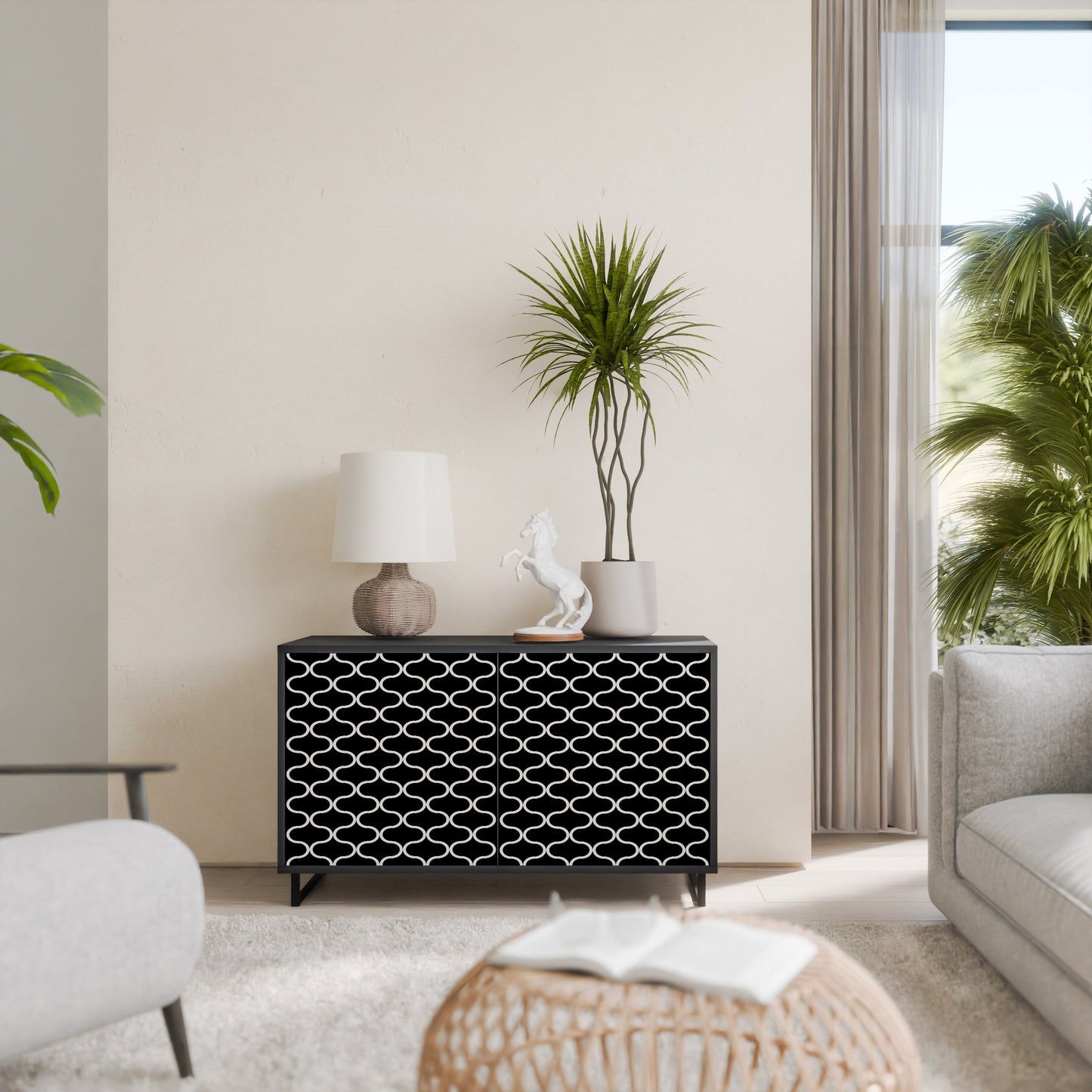 TESSELATED BLACKNESS 2-Door Sideboard in Black Finish