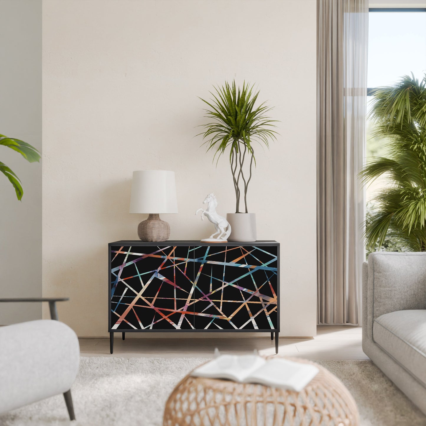 Credenza POLYGON VERVE a 2 ante in finitura nera