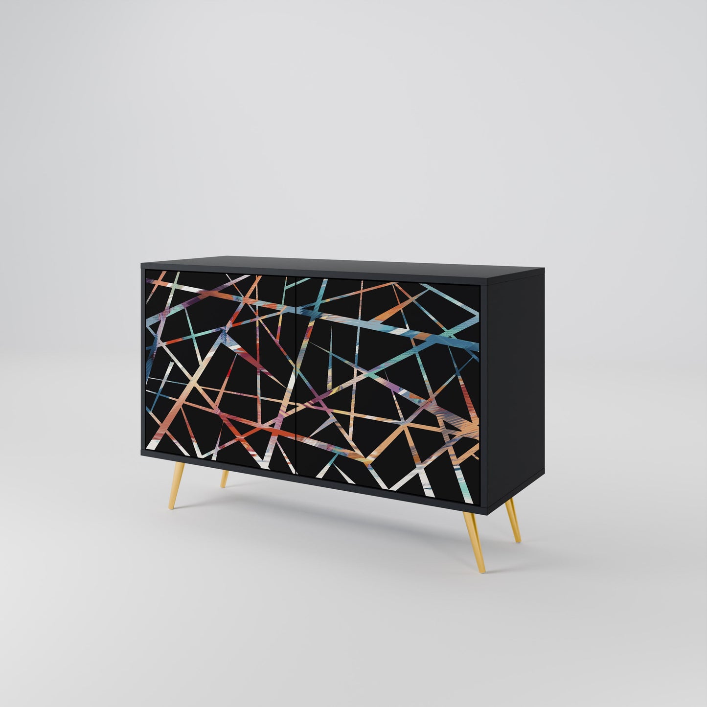 Credenza POLYGON VERVE a 2 ante in finitura nera