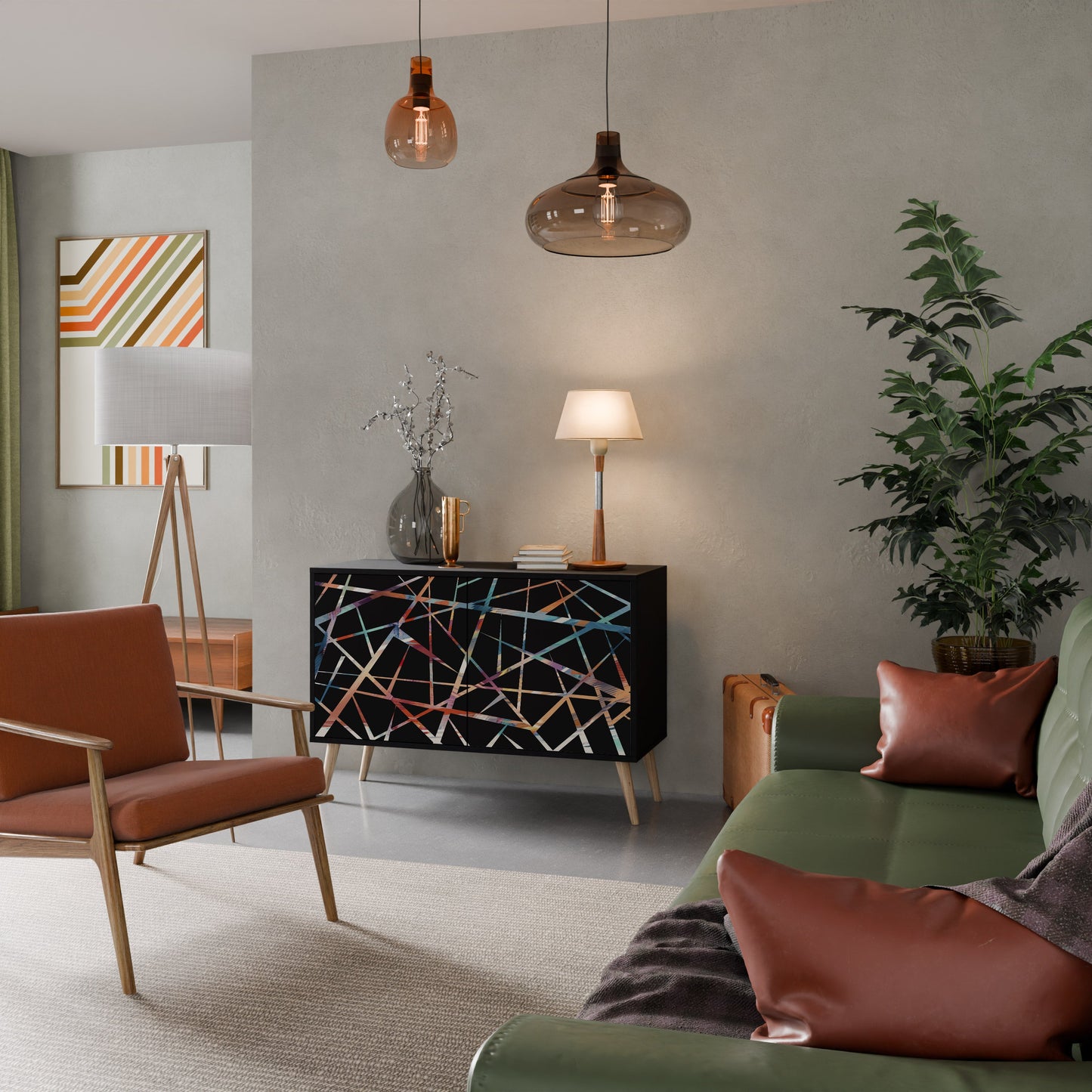 Credenza POLYGON VERVE a 2 ante in finitura nera