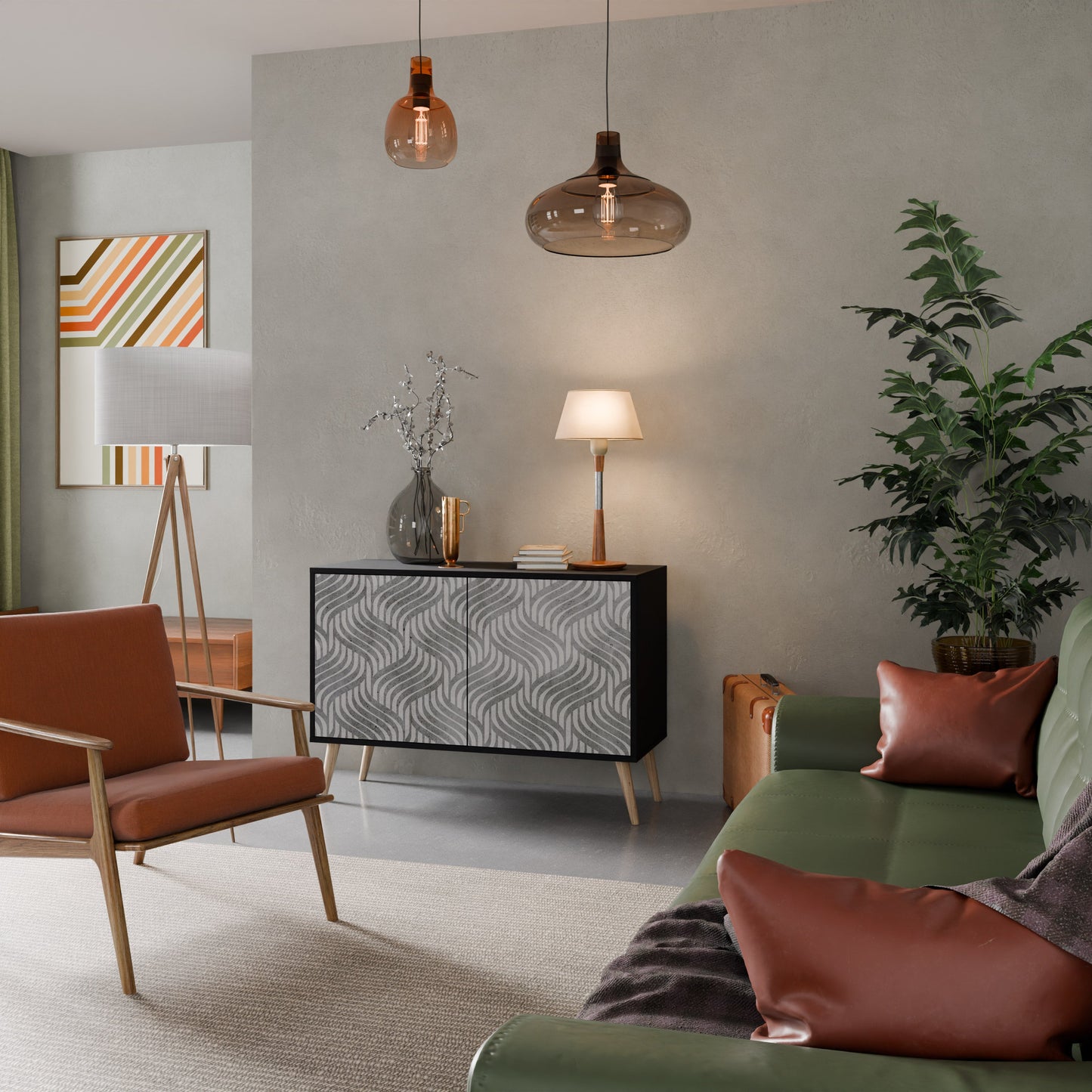 Credenza CONCRETE MOVEMENT a 2 ante in finitura nera