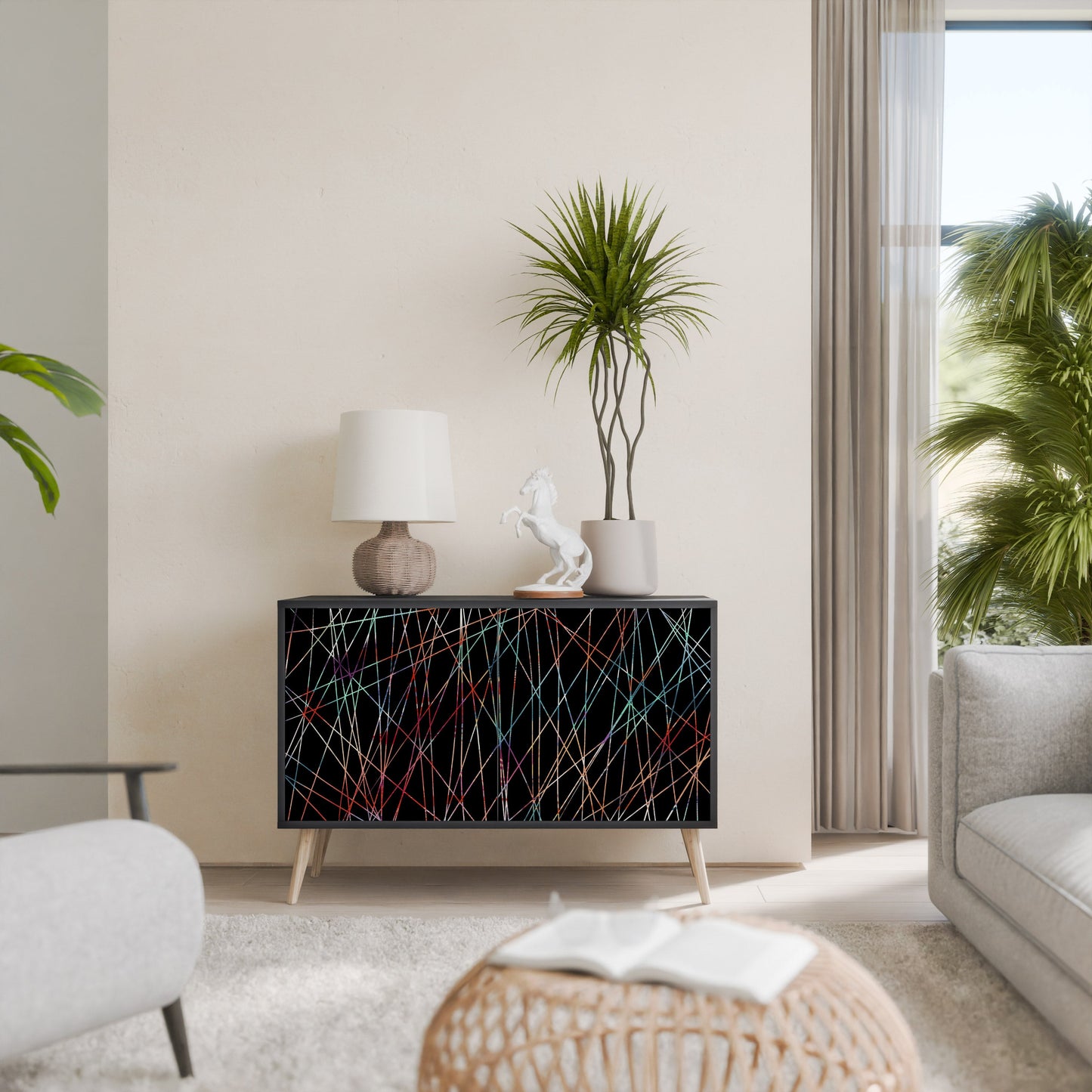 Credenza a 2 ante LUMINOUS SNARE in finitura nera