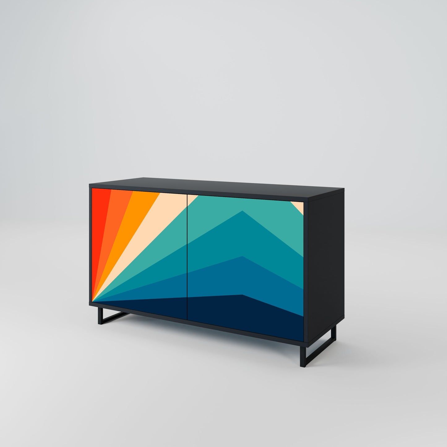 Credenza PRISM CONCUSSION a 2 ante in finitura nera