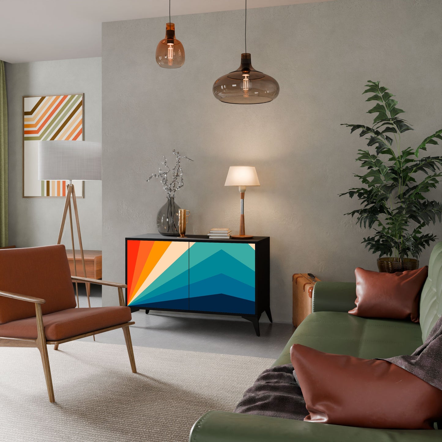 Credenza PRISM CONCUSSION a 2 ante in finitura nera