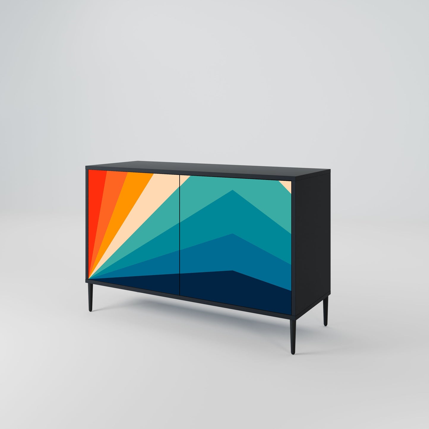 Credenza PRISM CONCUSSION a 2 ante in finitura nera