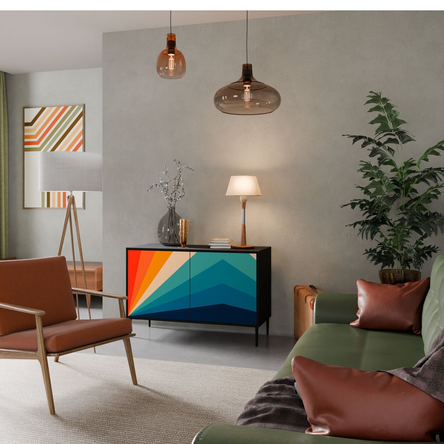 Credenza PRISM CONCUSSION a 2 ante in finitura nera