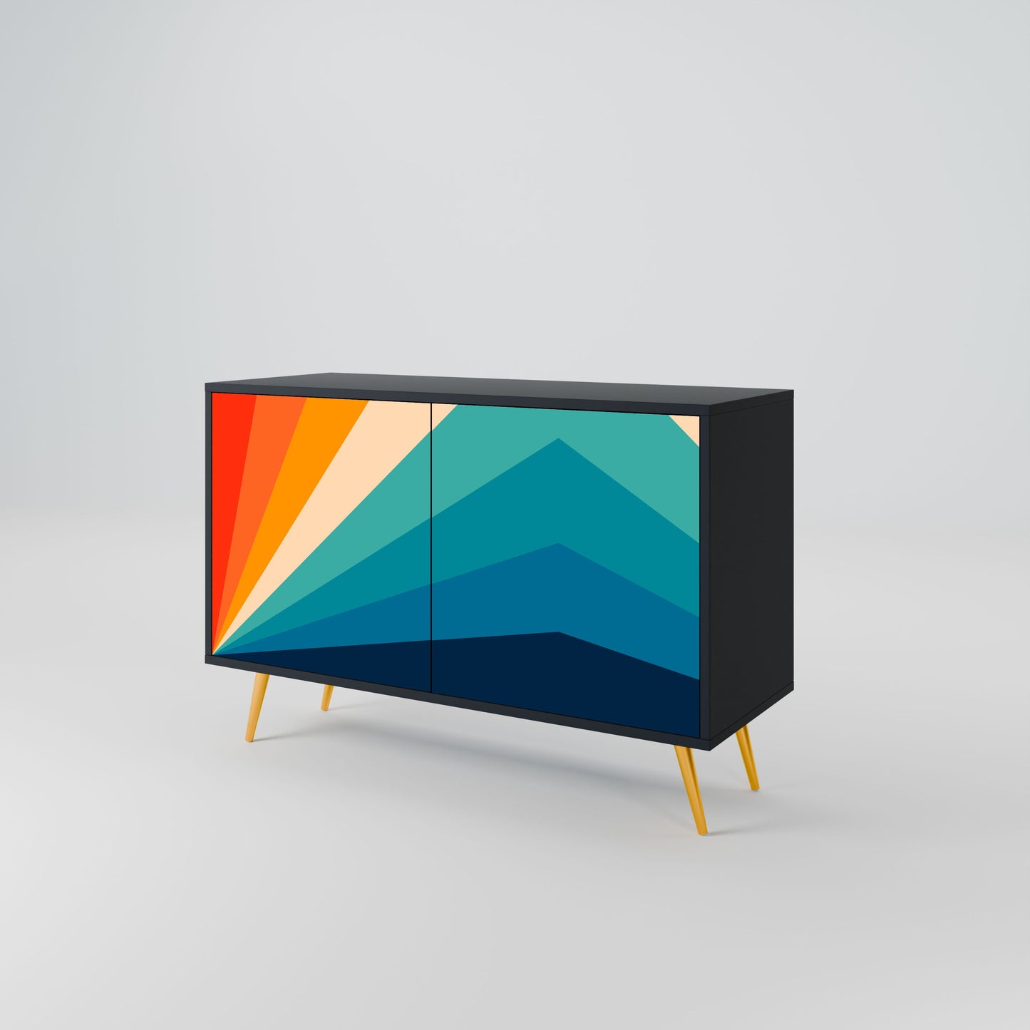 Credenza PRISM CONCUSSION a 2 ante in finitura nera