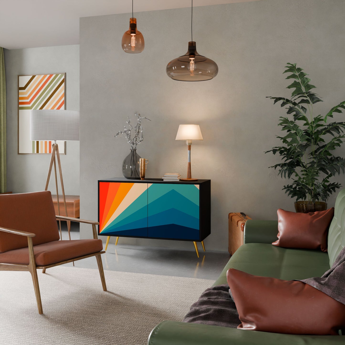 Credenza PRISM CONCUSSION a 2 ante in finitura nera