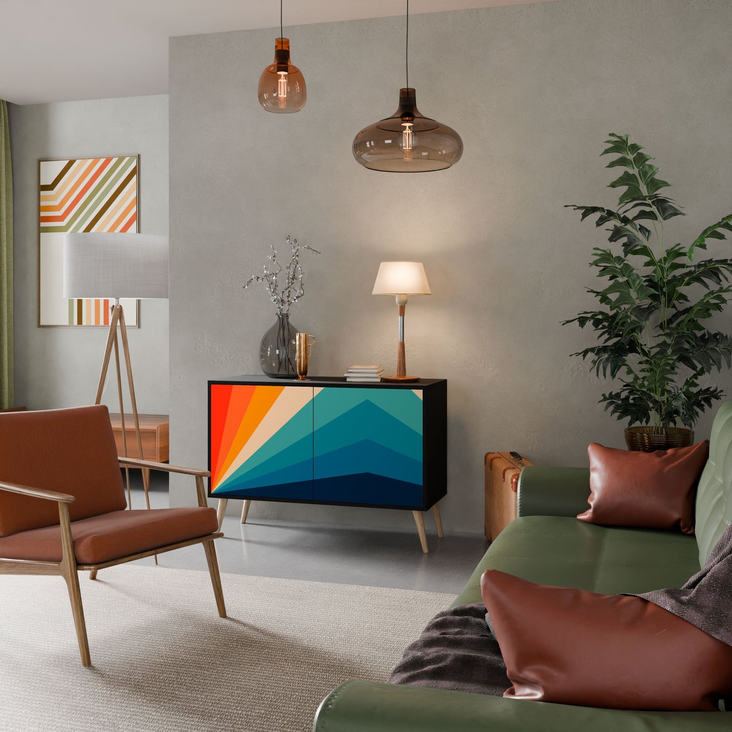 Credenza PRISM CONCUSSION a 2 ante in finitura nera