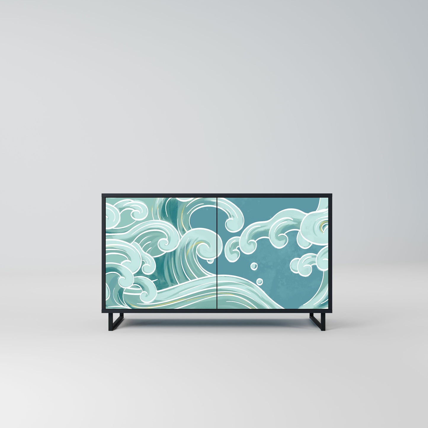 Credenza a 2 ante ASIAN SWAY in finitura nera
