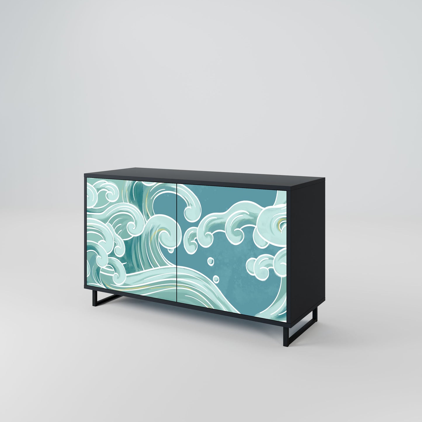 Credenza a 2 ante ASIAN SWAY in finitura nera