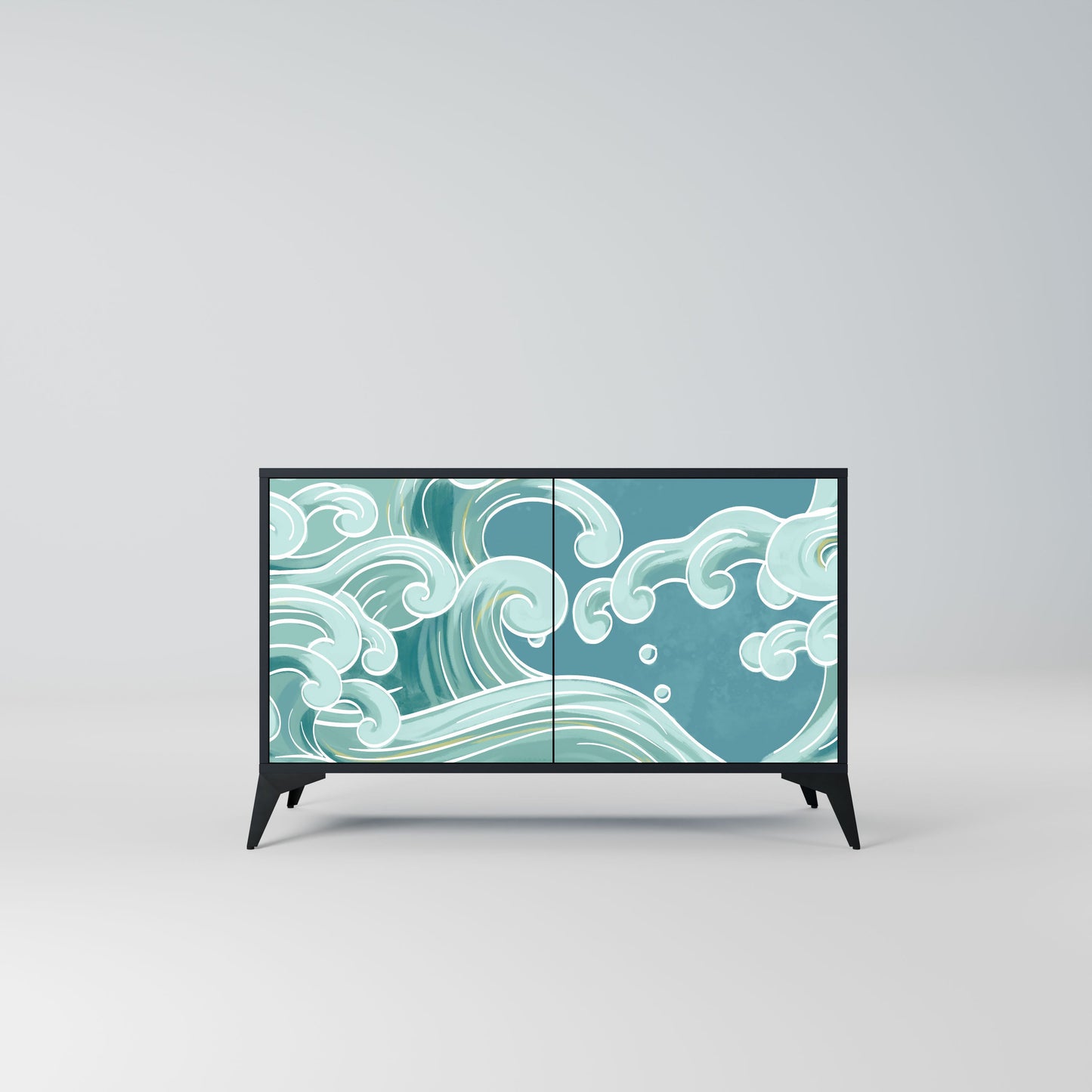Credenza a 2 ante ASIAN SWAY in finitura nera