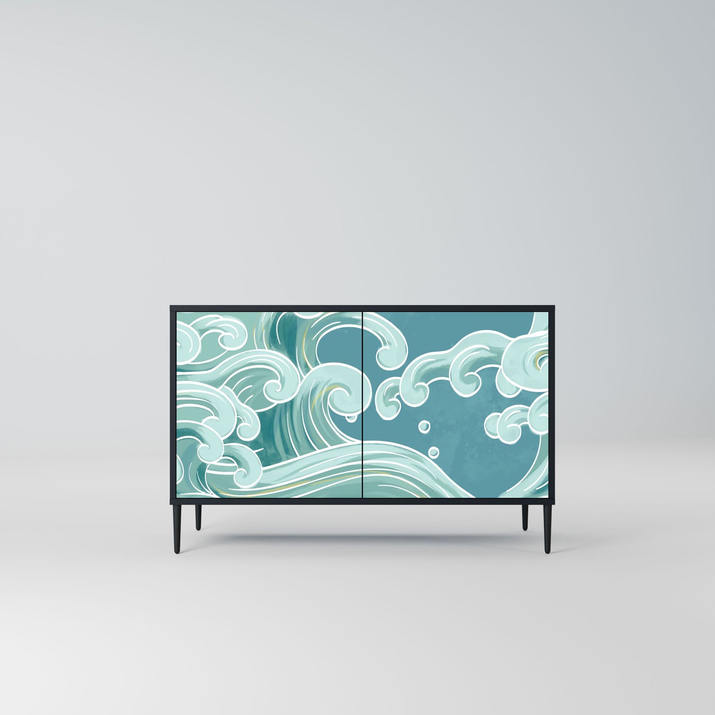 Credenza a 2 ante ASIAN SWAY in finitura nera