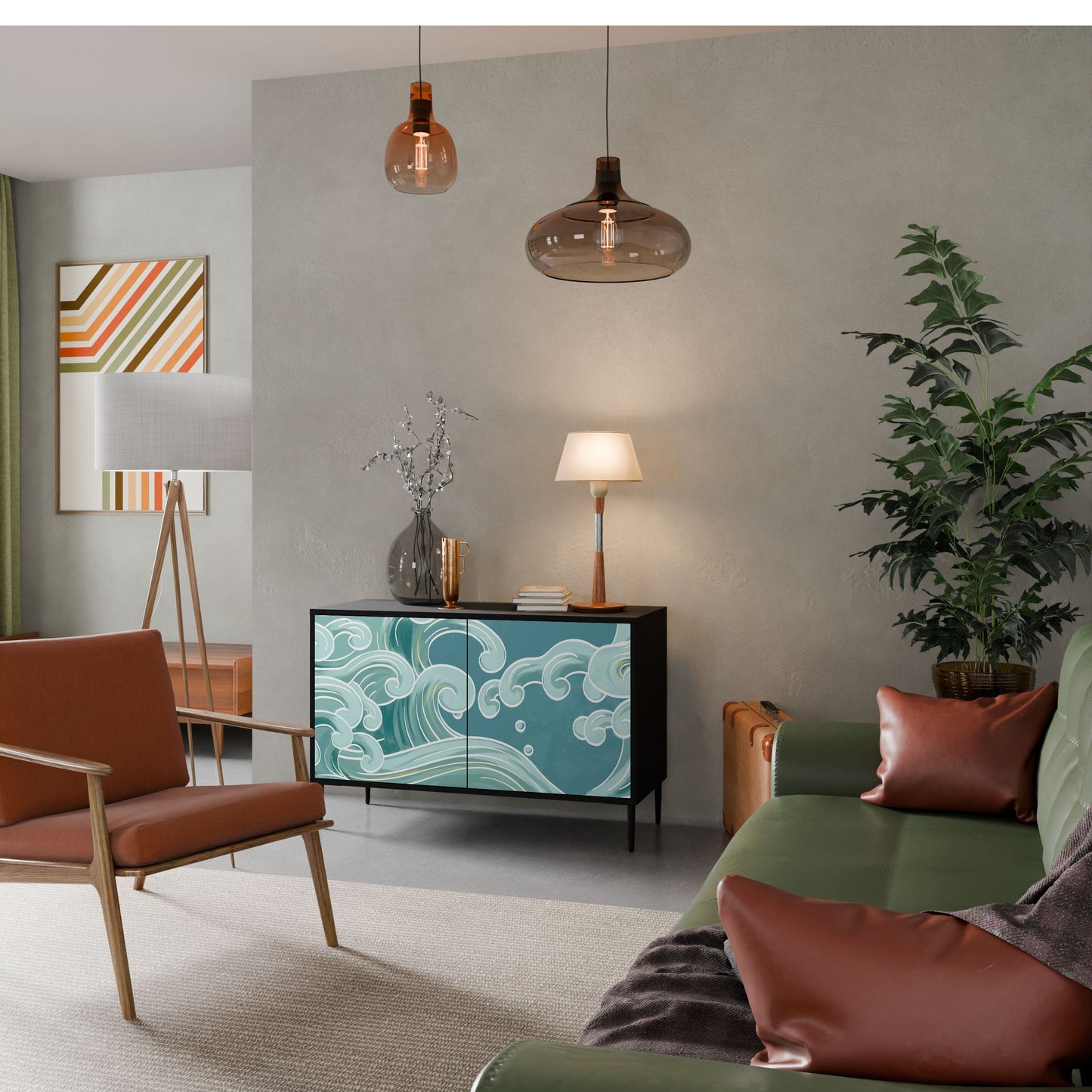 Credenza a 2 ante ASIAN SWAY in finitura nera