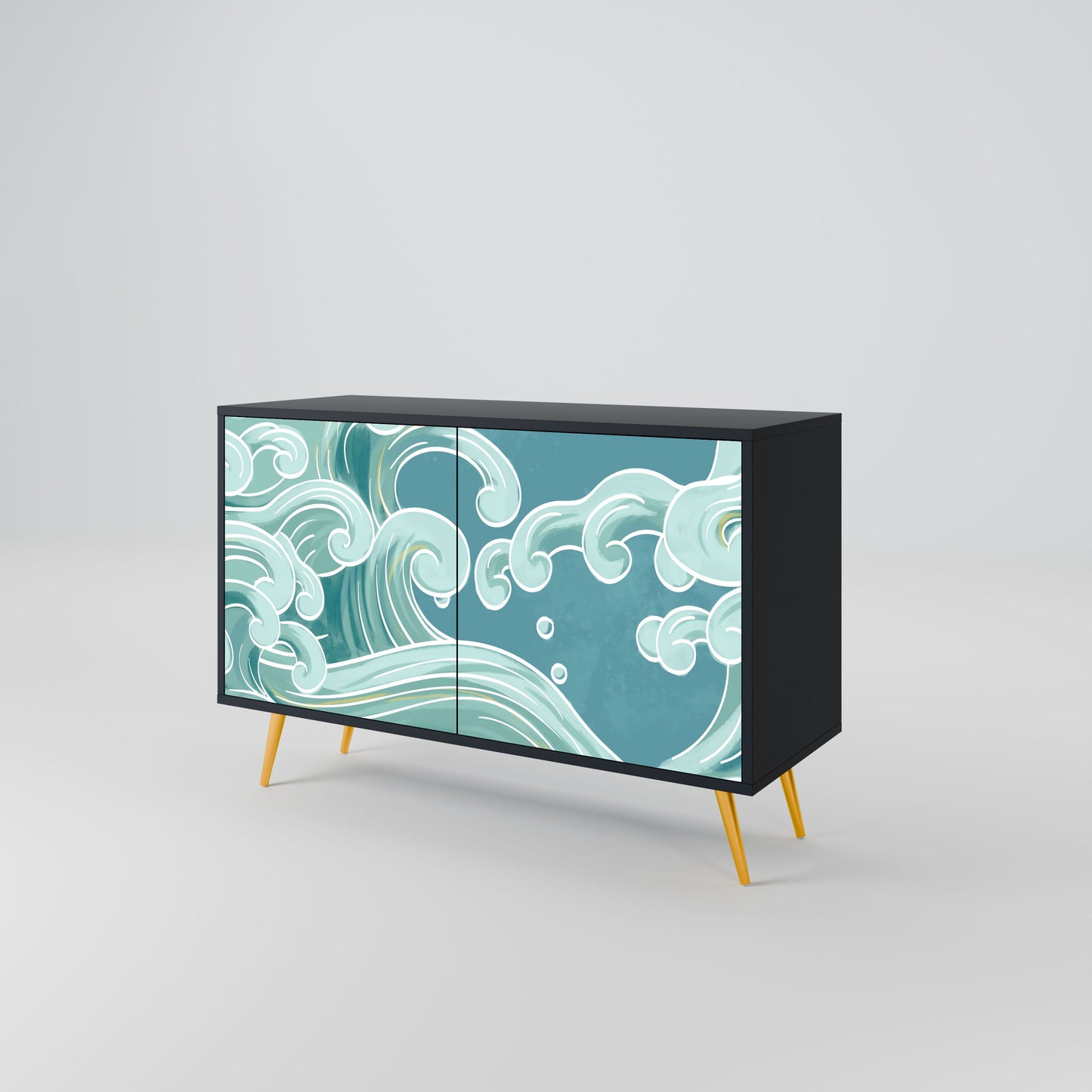 Credenza a 2 ante ASIAN SWAY in finitura nera