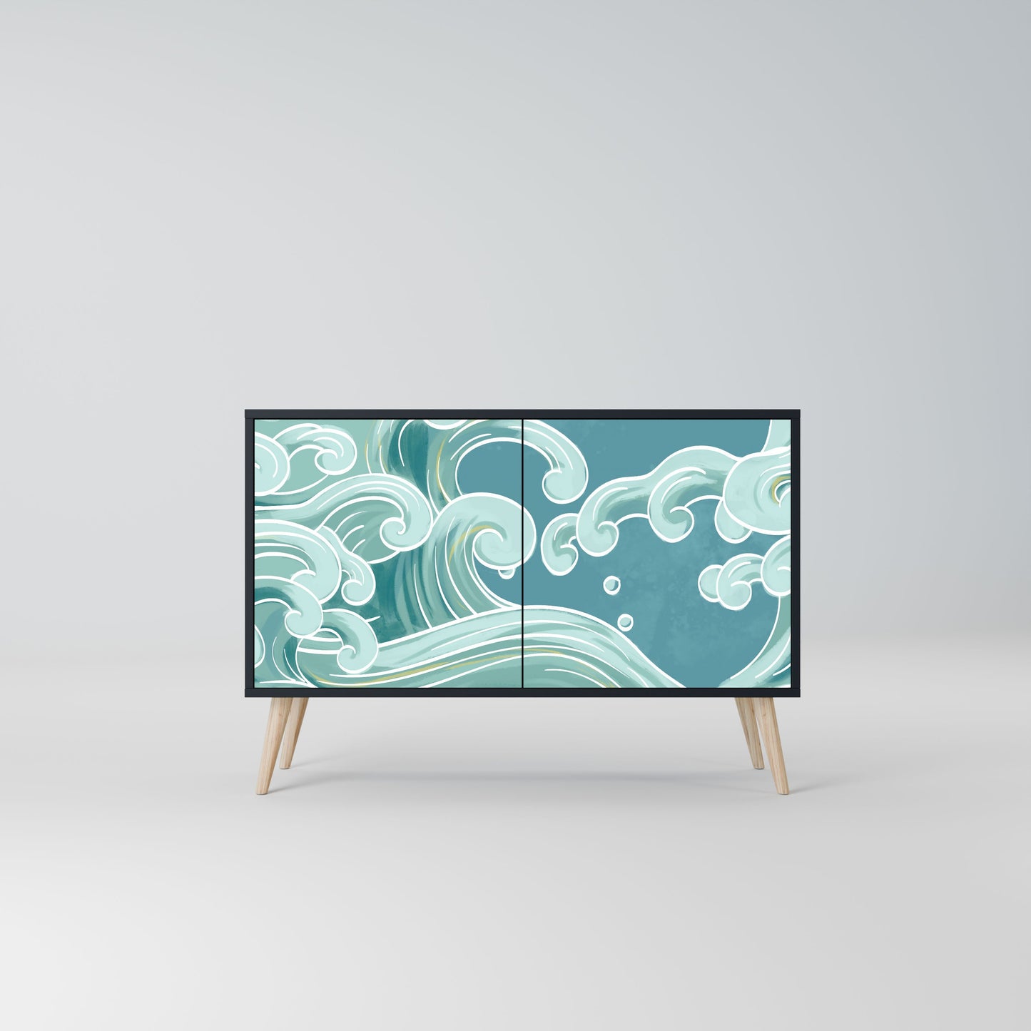 Credenza a 2 ante ASIAN SWAY in finitura nera