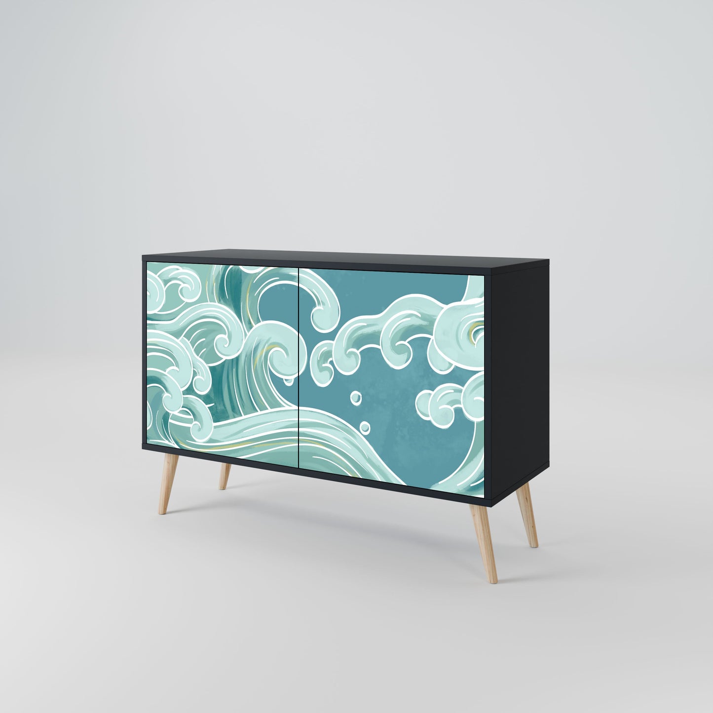 Credenza a 2 ante ASIAN SWAY in finitura nera