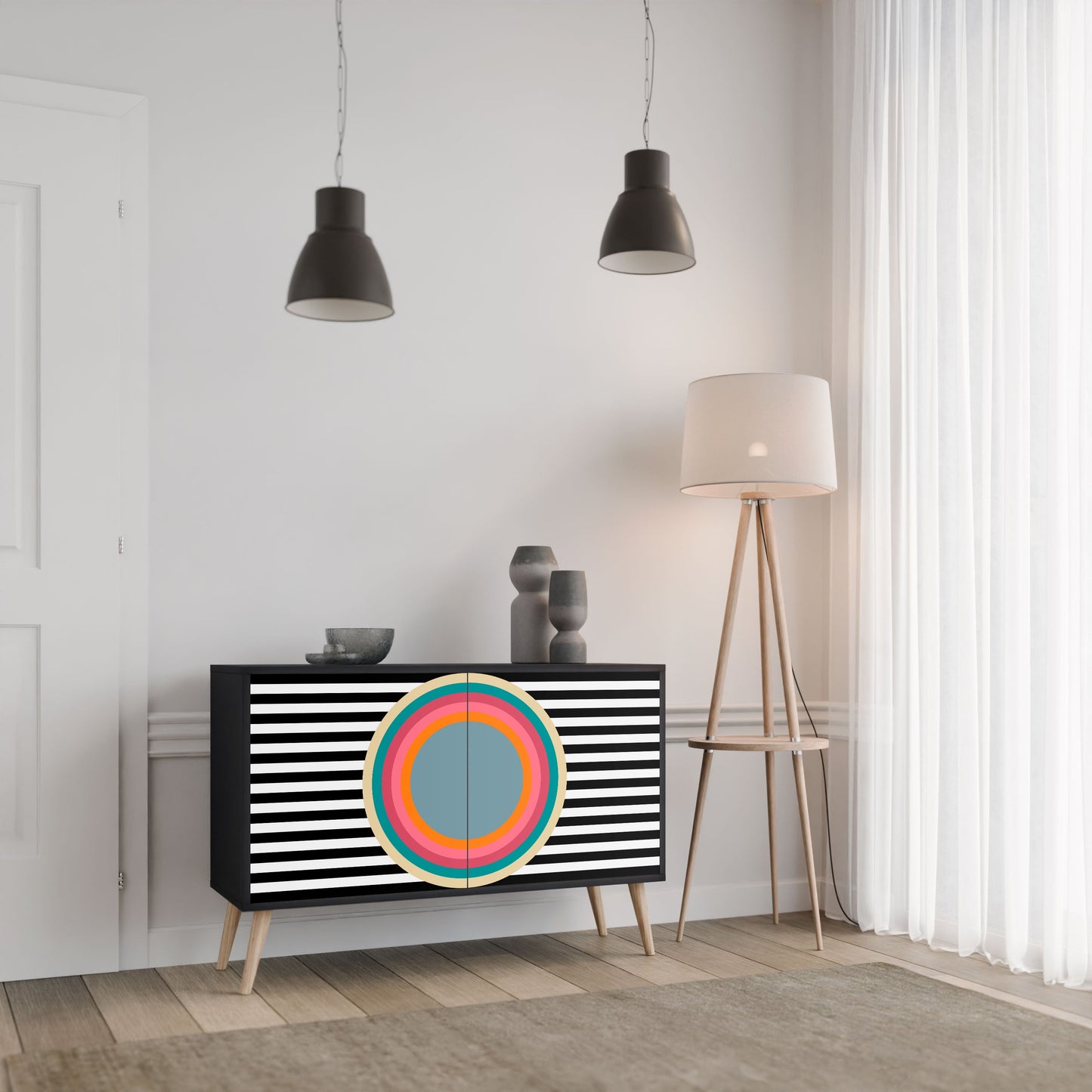 Credenza SPECTRA SHOWCASE a 2 ante in finitura nera