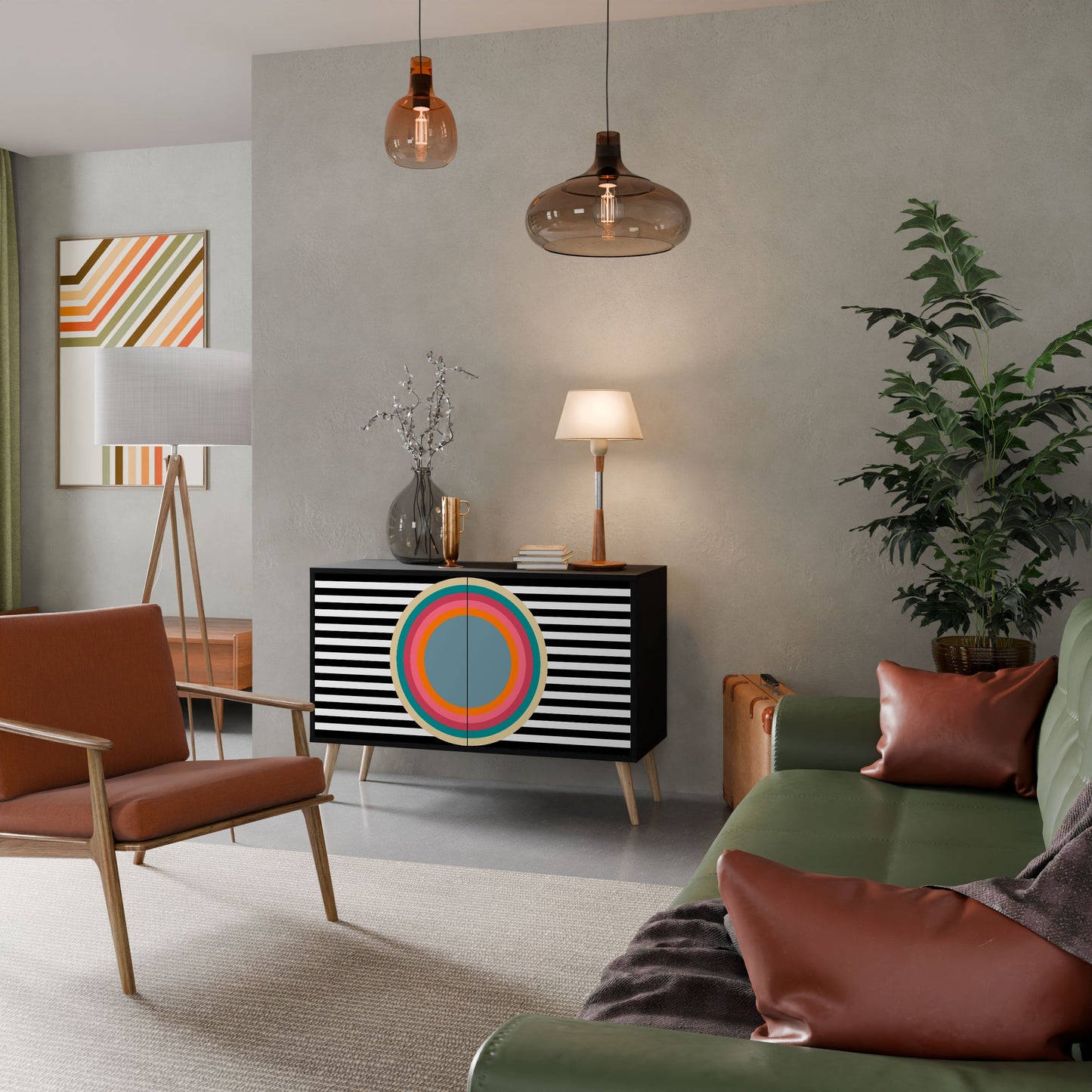 Credenza SPECTRA SHOWCASE a 2 ante in finitura nera