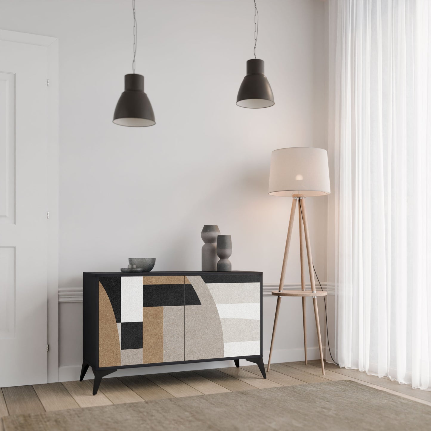 Credenza DELICATE MEMENTO a 2 ante in finitura nera