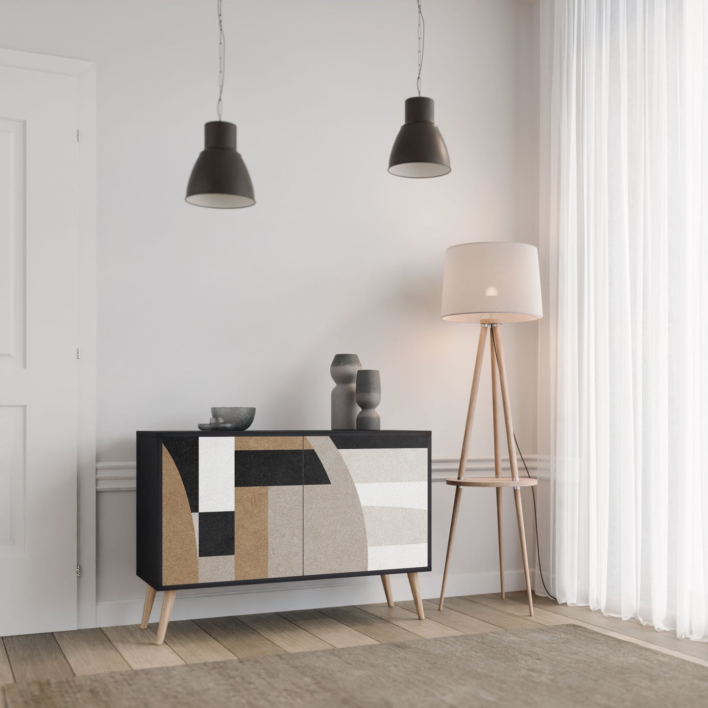 Credenza DELICATE MEMENTO a 2 ante in finitura nera