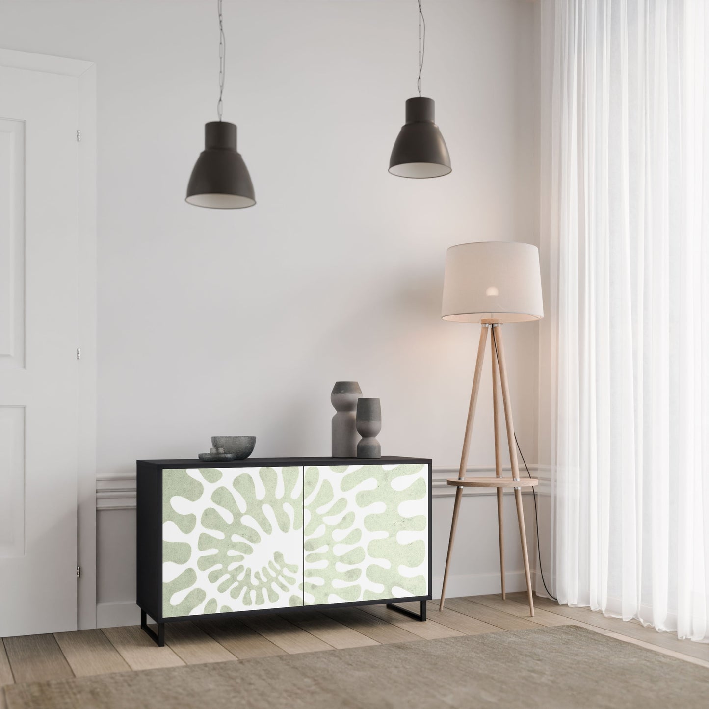 Credenza HELIX DANCE a 2 ante in finitura nera
