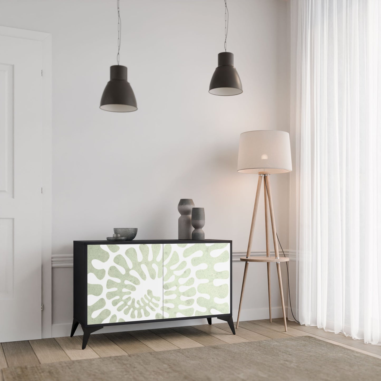 Credenza HELIX DANCE a 2 ante in finitura nera