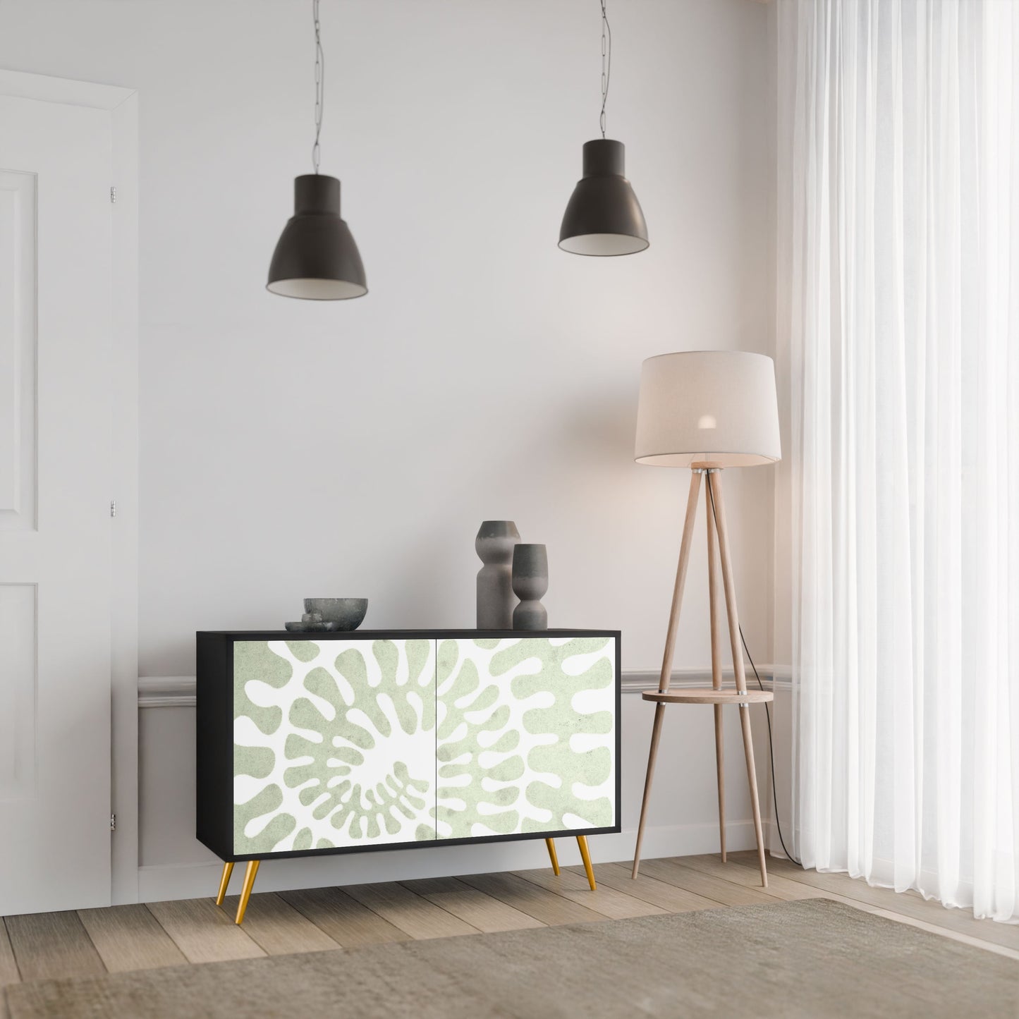 Credenza HELIX DANCE a 2 ante in finitura nera