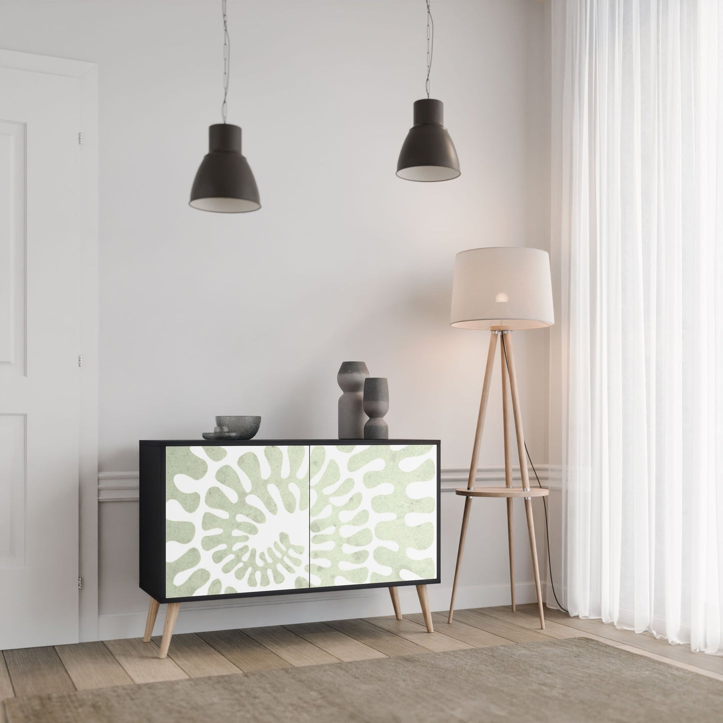 Credenza HELIX DANCE a 2 ante in finitura nera