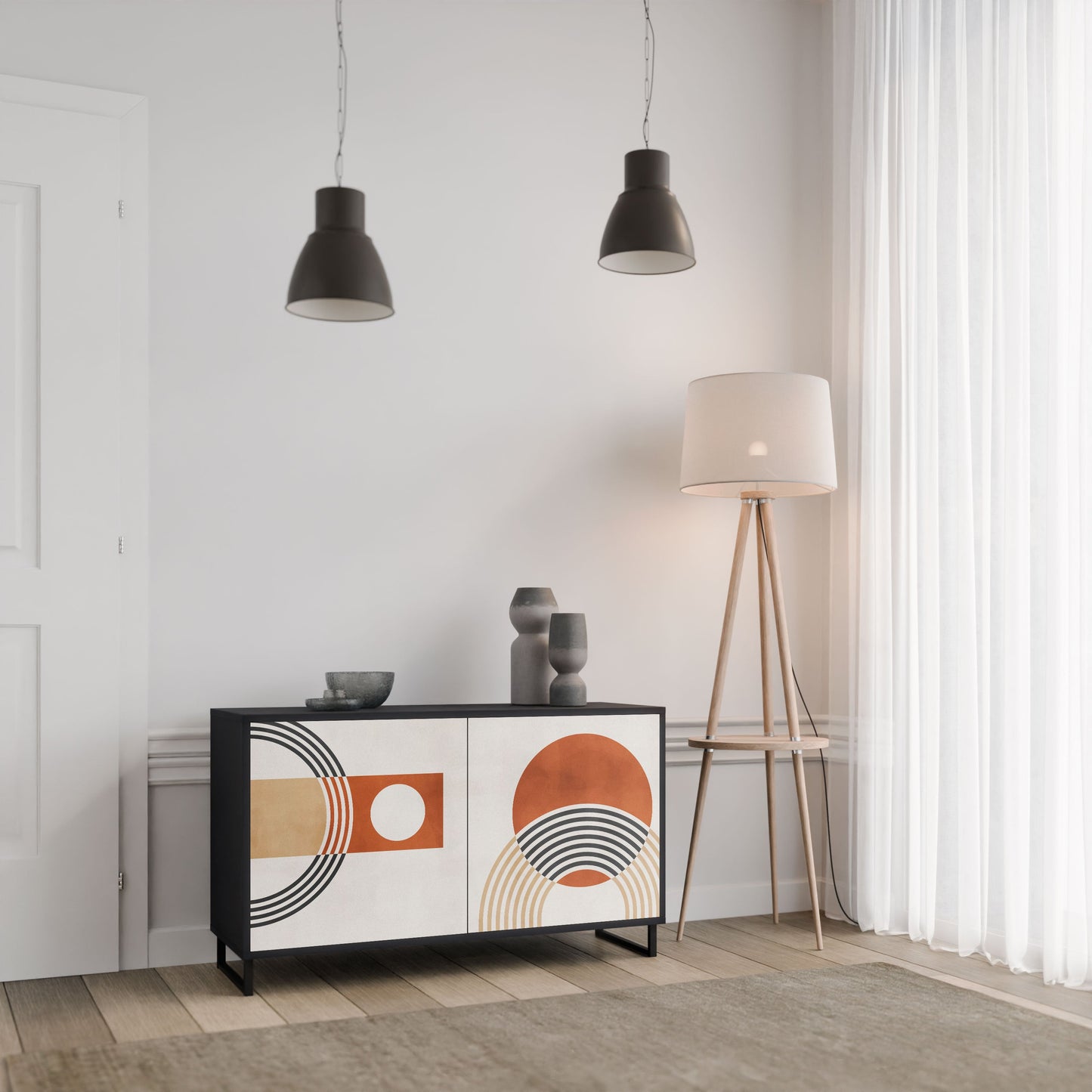 Credenza SPACE AROUND a 2 ante in finitura nera