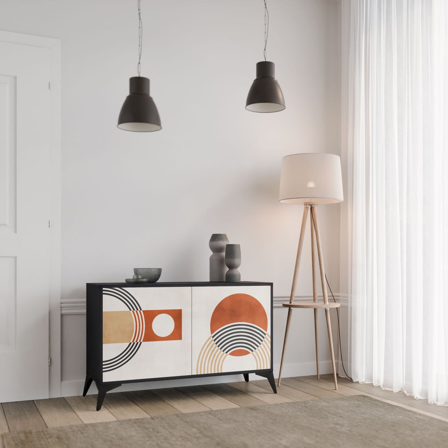 Credenza SPACE AROUND a 2 ante in finitura nera