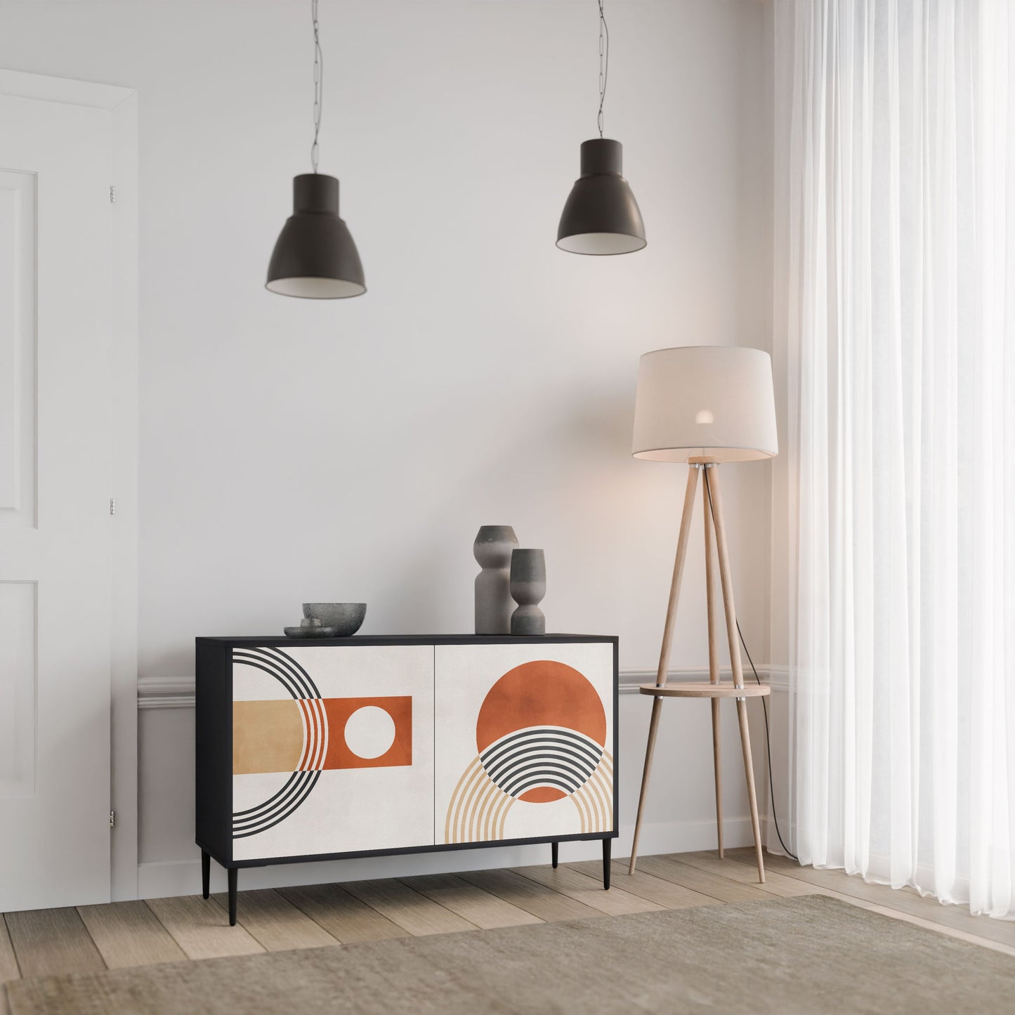 Credenza SPACE AROUND a 2 ante in finitura nera