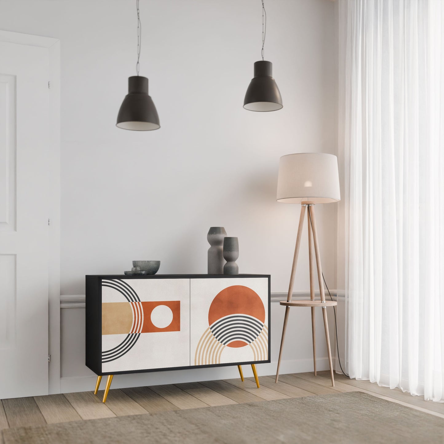 Credenza SPACE AROUND a 2 ante in finitura nera