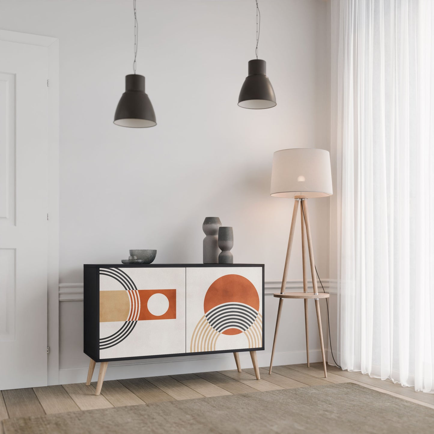 Credenza SPACE AROUND a 2 ante in finitura nera