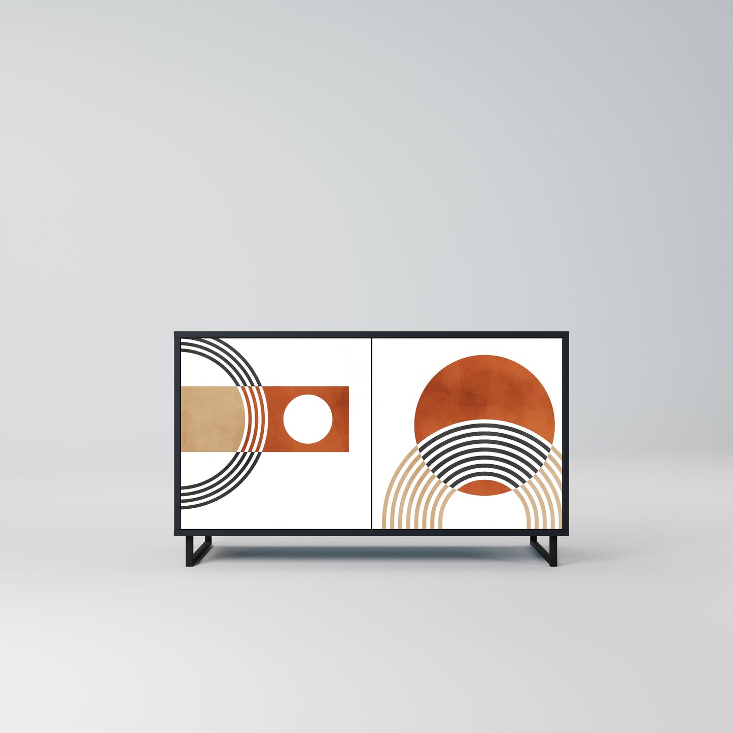 Credenza CIRCLE RHYTM a 2 ante in finitura nera