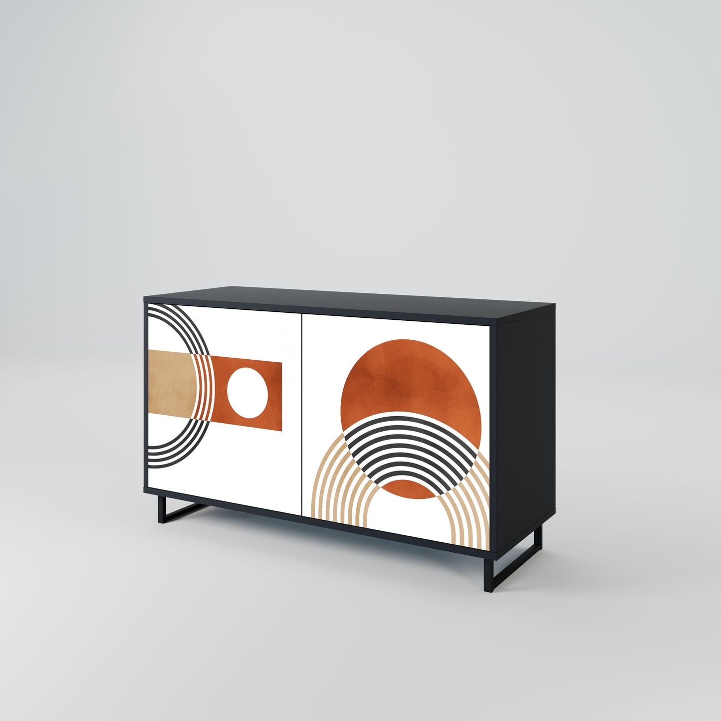 Credenza CIRCLE RHYTM a 2 ante in finitura nera