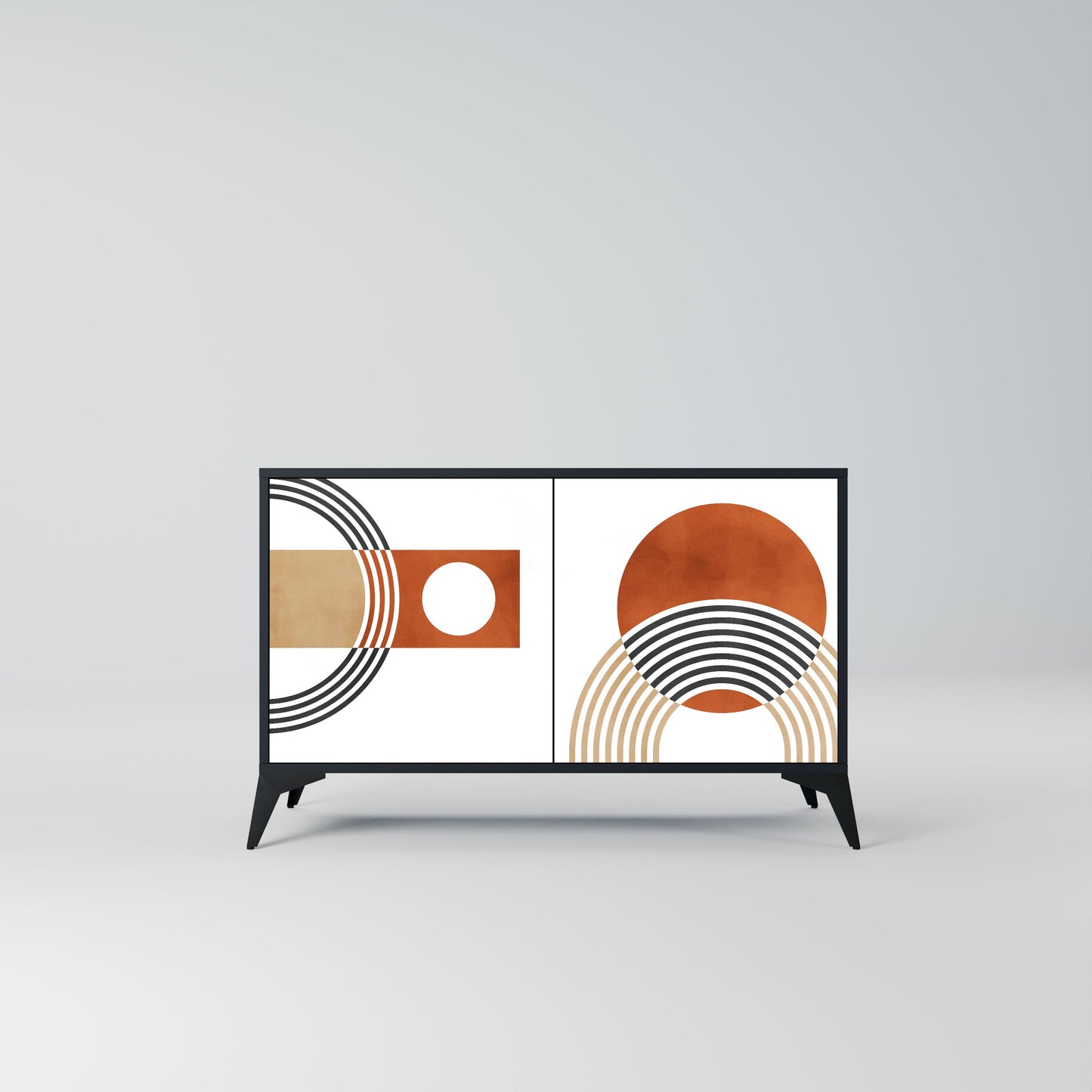 Credenza CIRCLE RHYTM a 2 ante in finitura nera