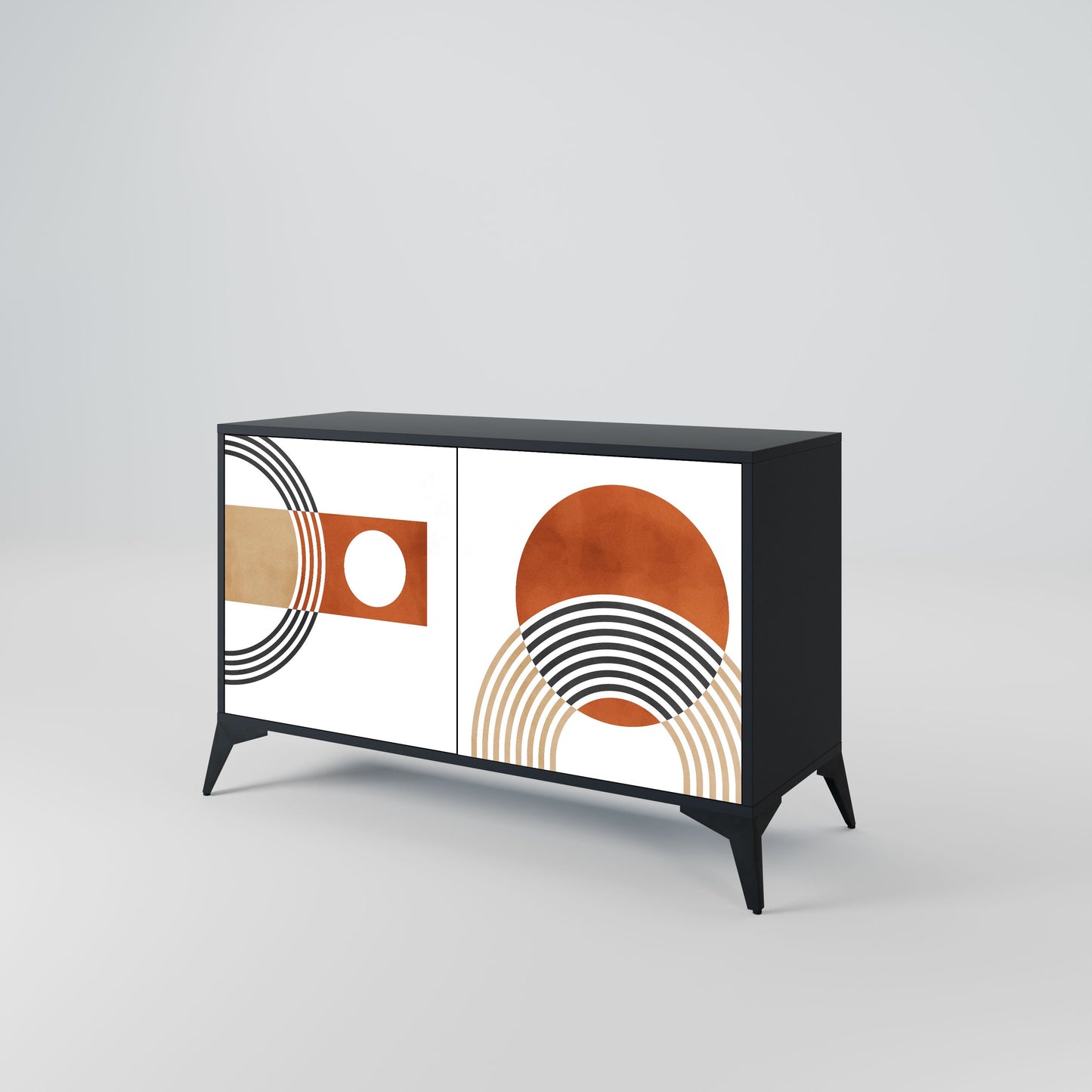 Credenza CIRCLE RHYTM a 2 ante in finitura nera