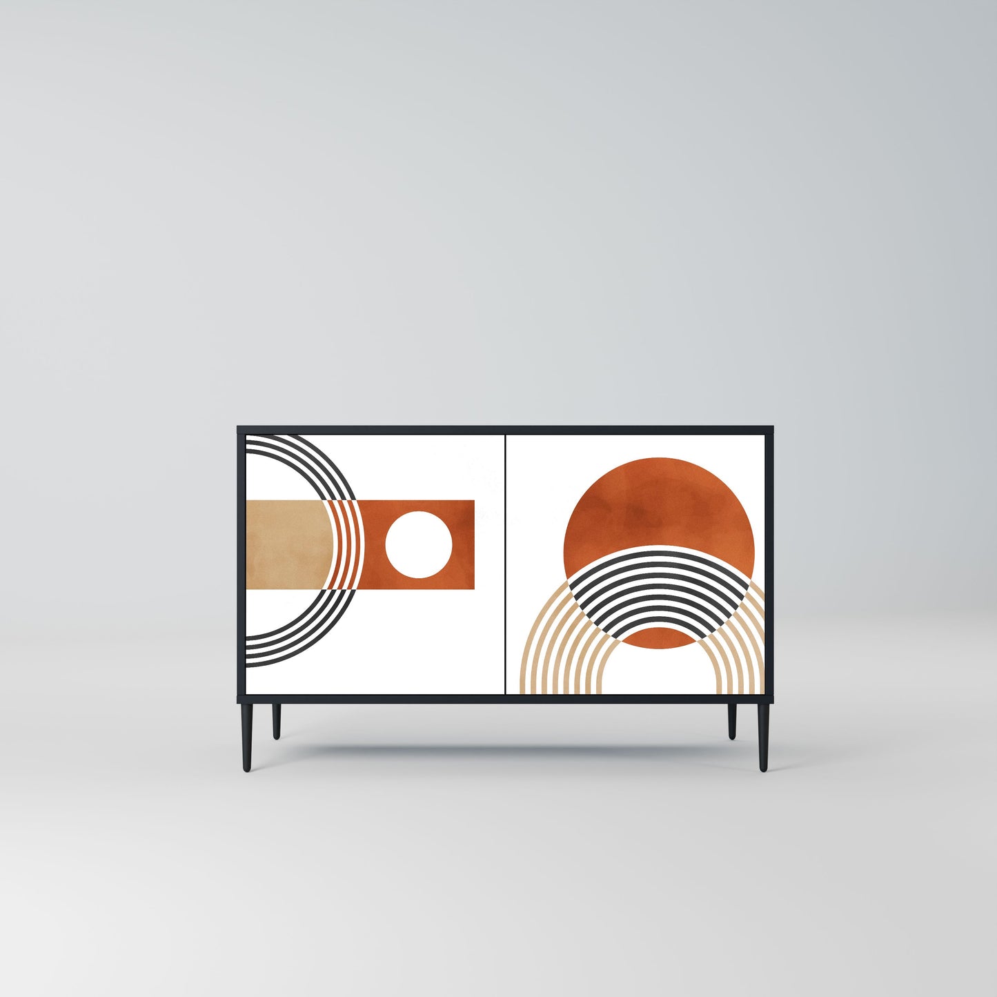 Credenza CIRCLE RHYTM a 2 ante in finitura nera