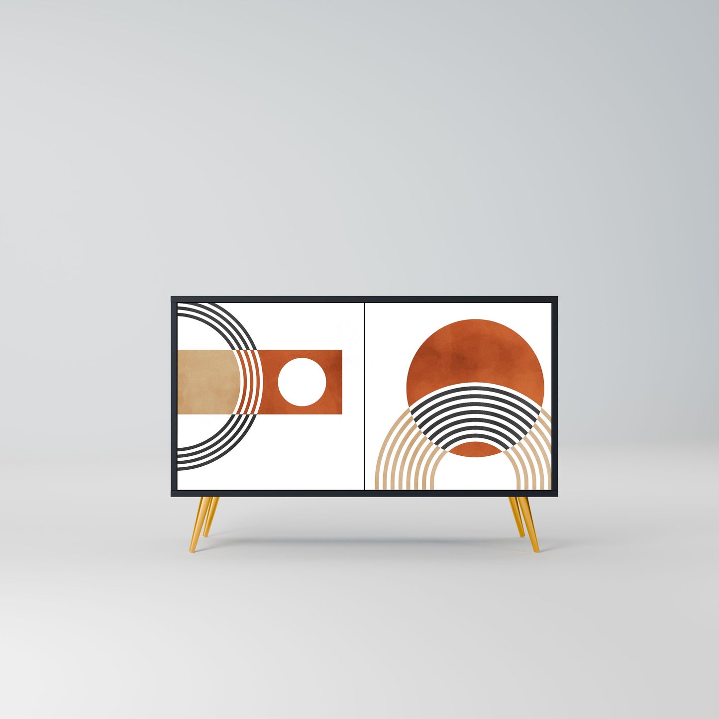 Credenza CIRCLE RHYTM a 2 ante in finitura nera
