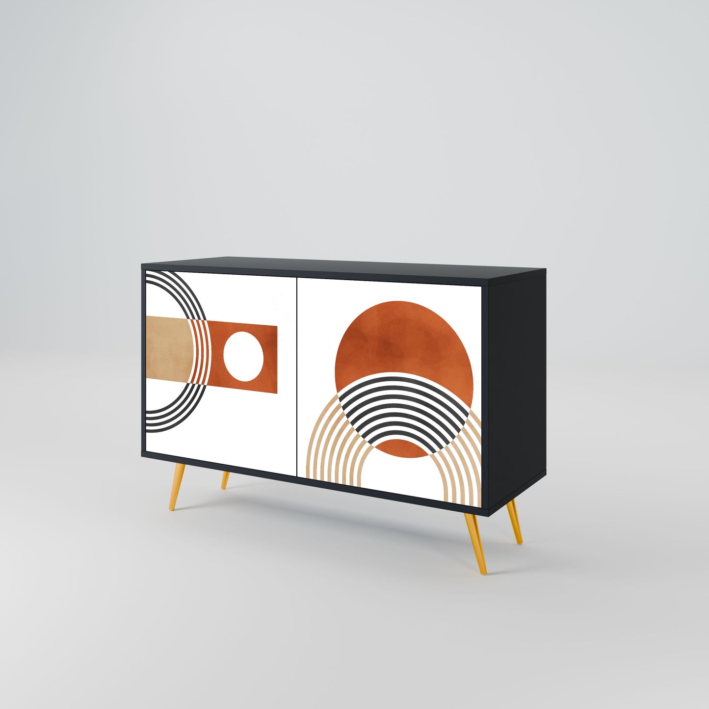 Credenza CIRCLE RHYTM a 2 ante in finitura nera