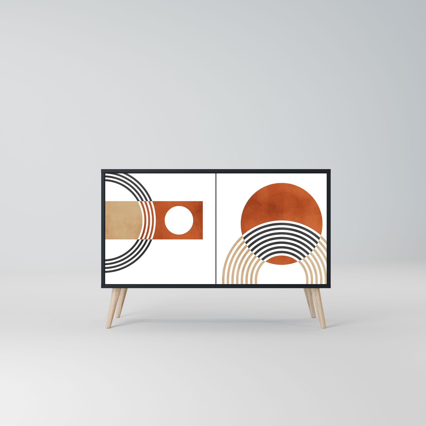 Credenza CIRCLE RHYTM a 2 ante in finitura nera