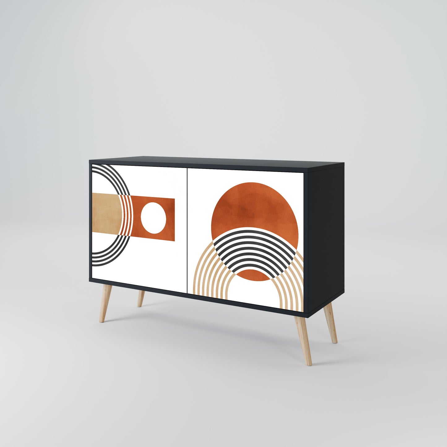 Credenza CIRCLE RHYTM a 2 ante in finitura nera