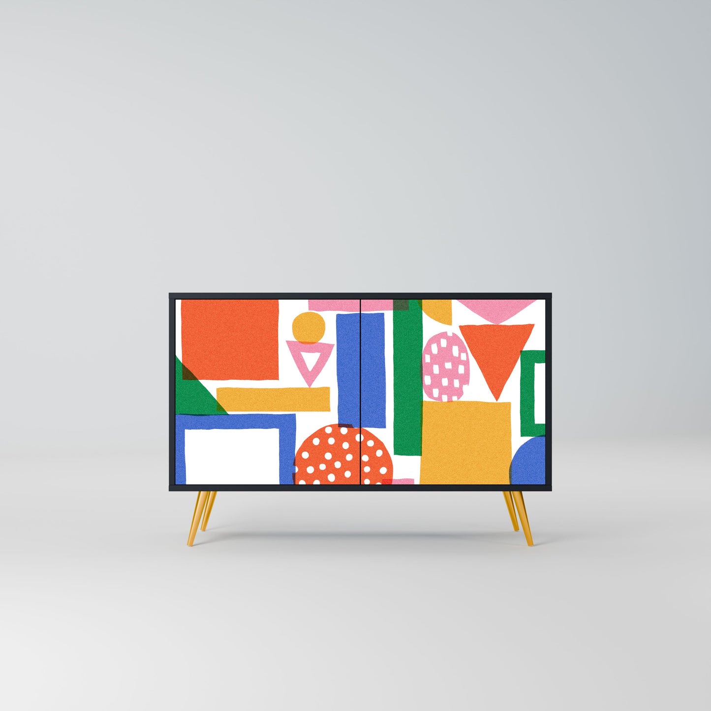 Credenza a 2 ante GEOMETRIC GLIMMER in finitura nera