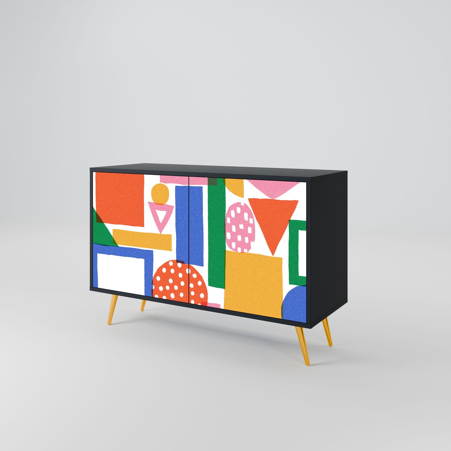 Credenza a 2 ante GEOMETRIC GLIMMER in finitura nera